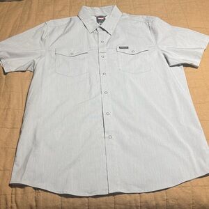 Wrangler Outdoor Regular Fit Grey Short Sleeve Snap Front Shirt Size Large